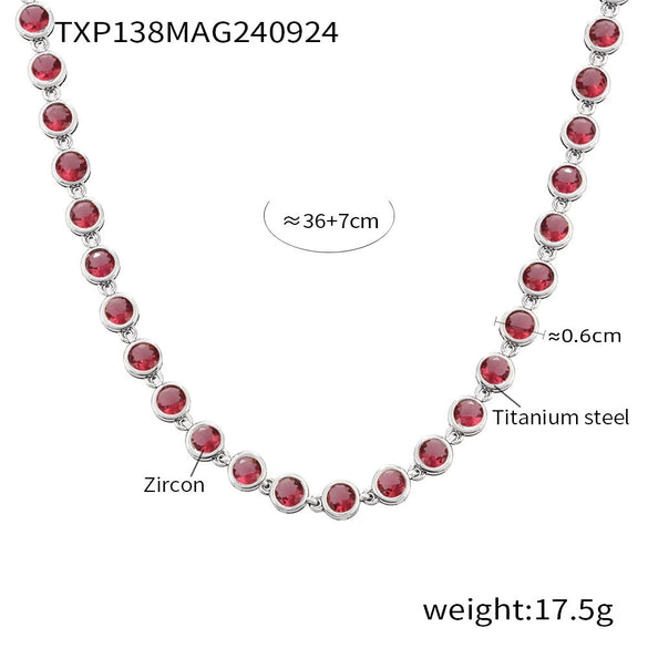 Wholesale Bohemian Colorful Round Bead Zircon Titanium Steel 18K Gold Pvd Plated Necklace Bracelet Jewelry For Women