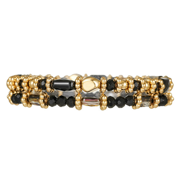 Wholesale Bohemian Faceted Glass Bead Bracelets Set Handmade Geometric Style Unisex Multicolor Rectangular Beads Elastic Bracelets