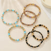 Wholesale Bohemian Faceted Glass Bead Bracelets Set Handmade Geometric Style Unisex Multicolor Rectangular Beads Elastic Bracelets