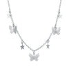 Wholesale Bohemian Fashion Alloy Butterfly Pendant Double Layer Necklace With Water Wave Chain And Geometric Pattern Electroplated