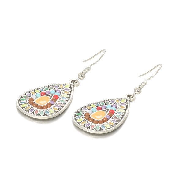 Wholesale Bohemian Fashion Dropshaped Alloy Earrings With Geometric Pattern And Electroplating For Women