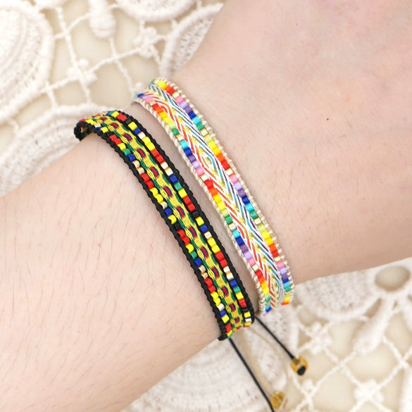 Wholesale Bohemian Geometric Pattern Miyuki Db Beads Handmade Woven Bracelet For Women