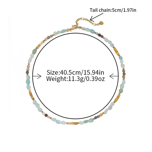 Wholesale Bohemian Natural Stone And Copper Geometric Clavicle Necklace 18K Gold Plated