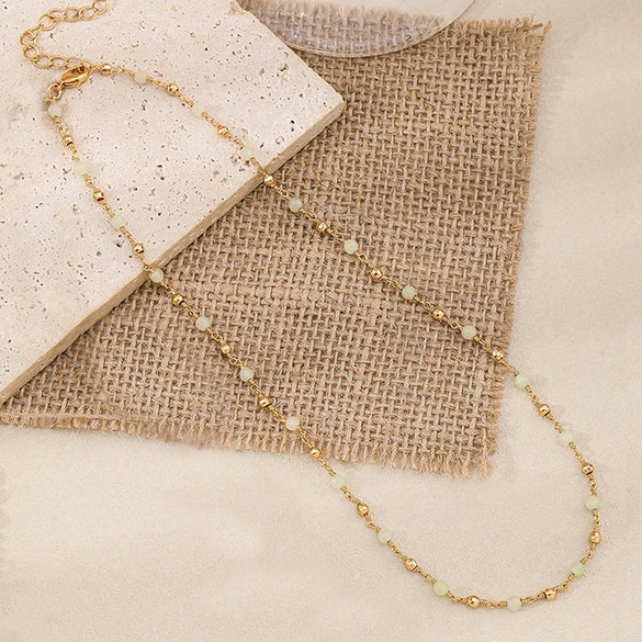Wholesale Bohemian Natural Stone And Copper Geometric Clavicle Necklace 18K Gold Plated