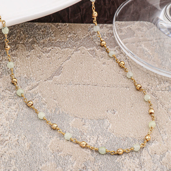 Wholesale Bohemian Natural Stone And Copper Geometric Clavicle Necklace 18K Gold Plated
