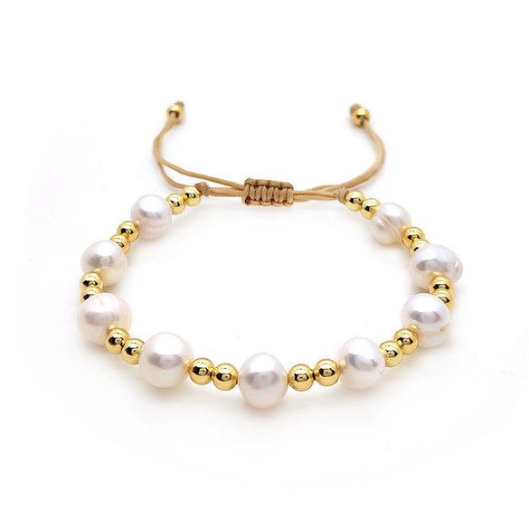 Wholesale Bohemian Retro Pottery Beaded Multilayer Stacked Natural Pearl Women's Bracelet Handwoven Geometric Style