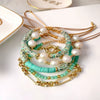 Wholesale Bohemian Retro Pottery Beaded Multilayer Stacked Natural Pearl Women's Bracelet Handwoven Geometric Style
