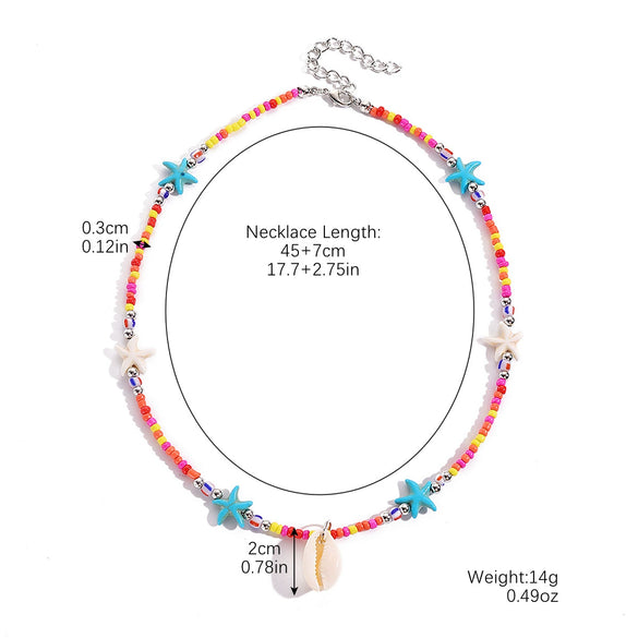 Wholesale Bohemian Shell Beaded Necklace With Star And Geometric Patterns Handmade