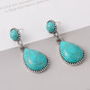 Wholesale Bohemian Style Exaggerated Drop Shaped Turquoise Earrings Alloy With Electroplating For Women