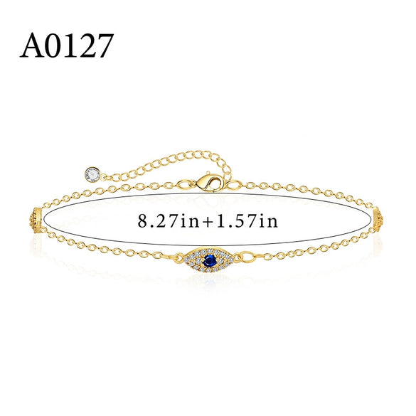Wholesale Bohemian Style Geometric Copper Gold Plated Zircon Anklet For Women