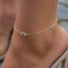 Wholesale Bohemian Style Geometric Copper Gold Plated Zircon Anklet For Women