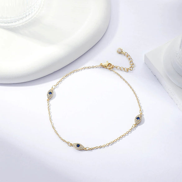 Wholesale Bohemian Style Geometric Copper Gold Plated Zircon Anklet For Women