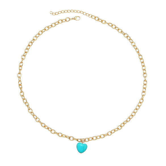 Wholesale Bohemian Style Heart Shape Zinc Alloy Necklaces With Electroplating