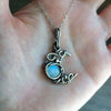 Wholesale Bohemian Style Moonstone Necklace With Winding Hollow Moon Pendant Alloy Material Geometric Pattern Electroplating Treatment