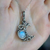 Wholesale Bohemian Style Moonstone Necklace With Winding Hollow Moon Pendant Alloy Material Geometric Pattern Electroplating Treatment
