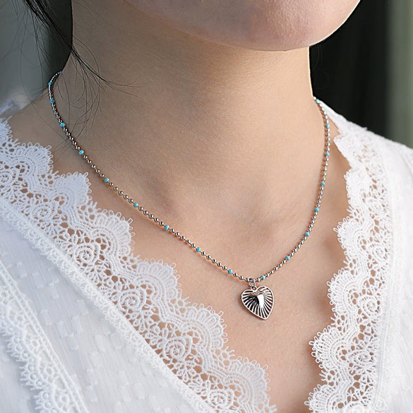 Wholesale Bohemian Style Oildrip Stainless Steel And Titanium Steel Heartshaped Pendant Necklace