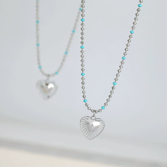 Wholesale Bohemian Style Oildrip Stainless Steel And Titanium Steel Heartshaped Pendant Necklace