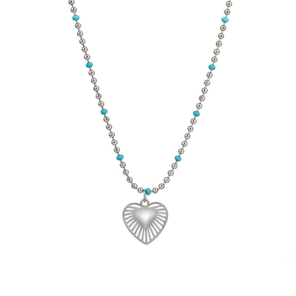 Wholesale Bohemian Style Oildrip Stainless Steel And Titanium Steel Heartshaped Pendant Necklace
