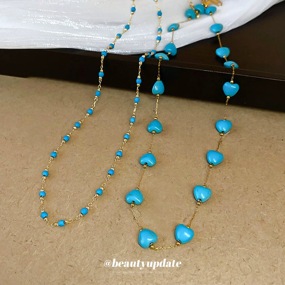 Wholesale Bohemian Style Retro Light Luxury Clavicle Chain Necklace With Artificial Stone Beads Real Gold Electroplated And Handmade Mixed Materials Geometric Shape