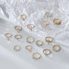 Wholesale Bohemian Style Ring Set With Diamond Inlay Alloy Geometric Leaves Electroplated Jewelry For Women
