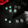 Wholesale Bohemian Style Unisex Earrings In Alloy With Dazzling Turquoise Gemstones And Geometric Pattern Electroplated