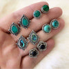Wholesale Bohemian Style Unisex Earrings In Alloy With Dazzling Turquoise Gemstones And Geometric Pattern Electroplated