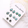 Wholesale Bohemian Style Unisex Earrings In Alloy With Dazzling Turquoise Gemstones And Geometric Pattern Electroplated
