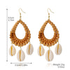 Wholesale Bohemian Wood Rattan Earrings Set With Geometric Pattern And Electroplating