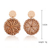 Wholesale Bohemian Wood Rattan Earrings Set With Geometric Pattern And Electroplating