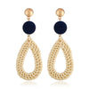 Wholesale Bohemian Wood Rattan Earrings Set With Geometric Pattern And Electroplating