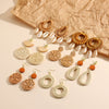 Wholesale Bohemian Wood Rattan Earrings Set With Geometric Pattern And Electroplating