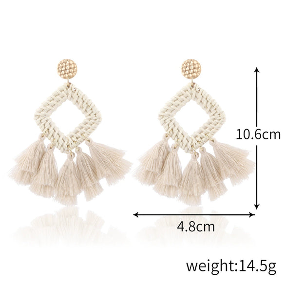 Wholesale Bohemian Wood Rattan Earrings Set With Geometric Pattern And Electroplating