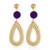 Wholesale Bohemian Wood Rattan Earrings Set With Geometric Pattern And Electroplating