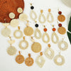 Wholesale Bohemian Wood Rattan Earrings Set With Geometric Pattern And Electroplating