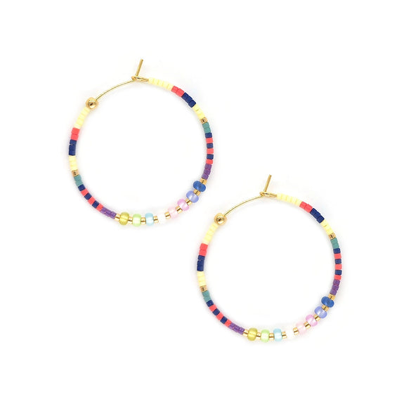 Wholesale Boho Retro Big Glass Glaze Ushape Handmade Beaded Women's Earrings