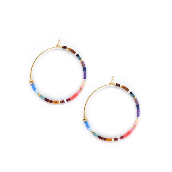 Wholesale Boho Retro Big Glass Glaze Ushape Handmade Beaded Women's Earrings