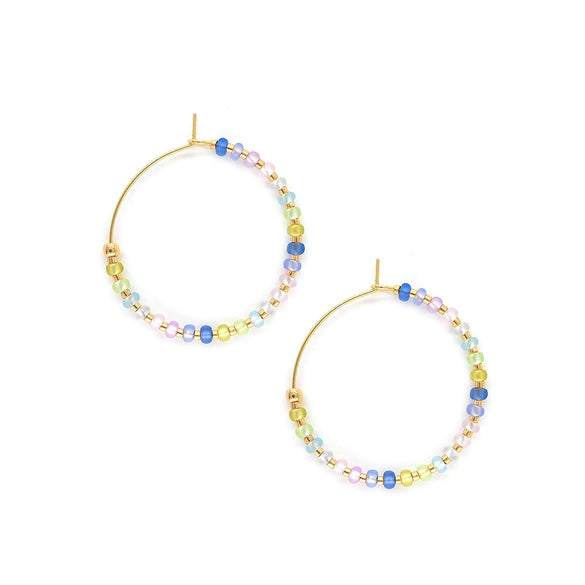 Wholesale Boho Retro Big Glass Glaze Ushape Handmade Beaded Women's Earrings