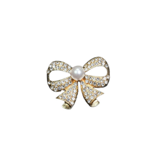 Wholesale Bow Brooch Zinc Alloy Diamond Pearl Electroplating Unisex Fixed Accessories