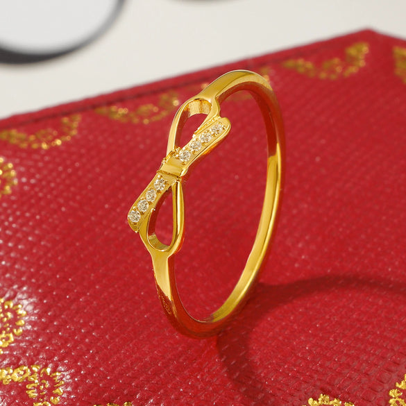 Wholesale Bow Diamond Geometric Titanium Steel Ring For Women Light Luxury Niche Fashion