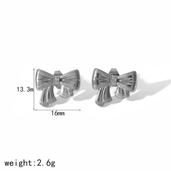 Wholesale Bow Earrings Stainless Steel Fashion Electroplated For Women