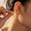 Wholesale Bow Earrings Titanium Steel 18K Gold Plated For Women Fashionable Style Electroplated