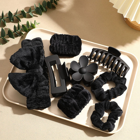Wholesale Bow Headband Grabber Set Black Simple Style Hair Accessories With Painting Treatment For Women