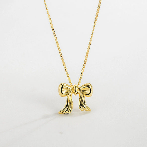 Wholesale Bow Necklace For Women Copper 925 Silver Electroplated Versatile Style