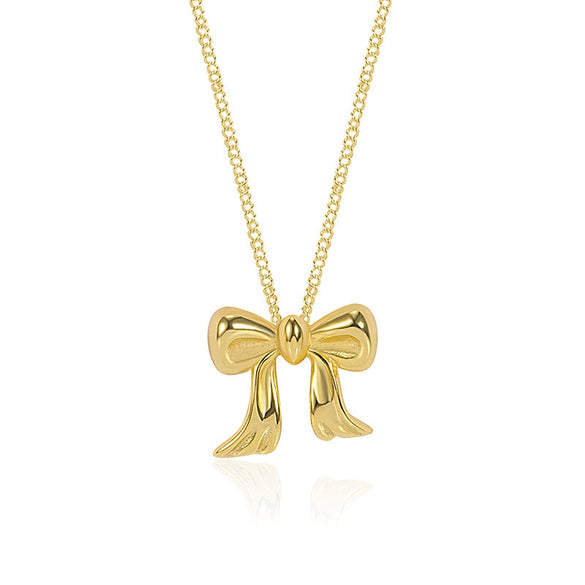 Wholesale Bow Necklace For Women Copper 925 Silver Electroplated Versatile Style
