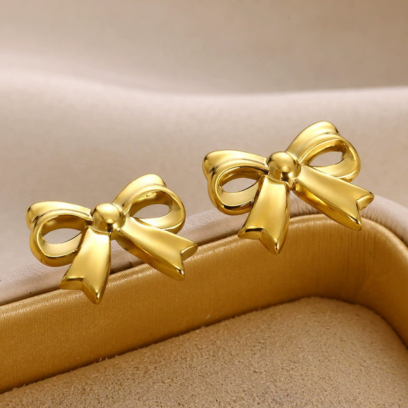 Wholesale Bow Ring Stainless Steel Electroplated Gold Simple Fashion