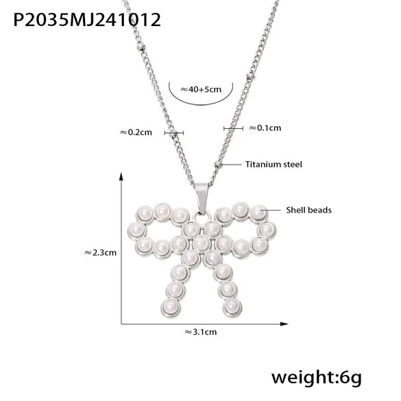 Wholesale Bow Shaped Titanium Steel Clavicle Necklace For Women Pvd Electroplated Gold Fadeless Jewelry