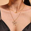 Wholesale Bow Shaped Titanium Steel Clavicle Necklace For Women Pvd Electroplated Gold Fadeless Jewelry