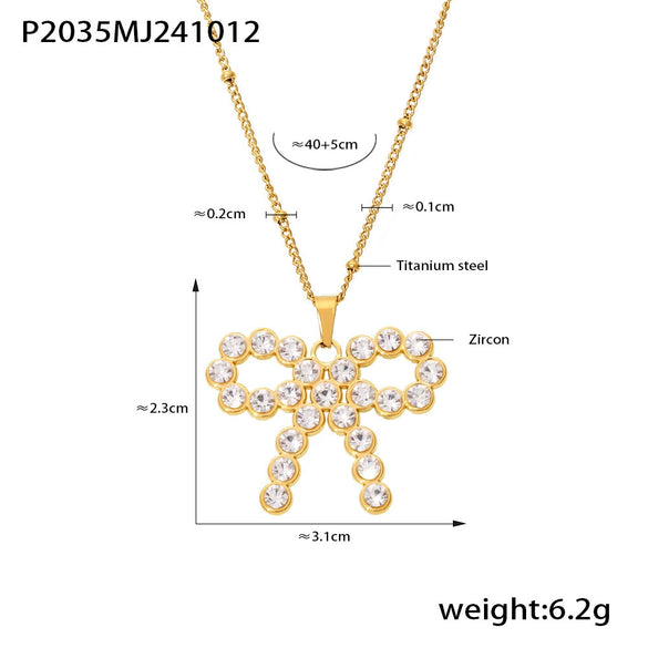 Wholesale Bow Shaped Titanium Steel Clavicle Necklace For Women Pvd Electroplated Gold Fadeless Jewelry