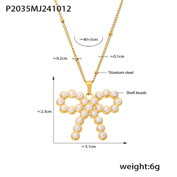 Wholesale Bow Shaped Titanium Steel Clavicle Necklace For Women Pvd Electroplated Gold Fadeless Jewelry