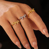 Wholesale Bow Style Stainless Steel Ring Bracelet Pvd Plated Gold Jewelry